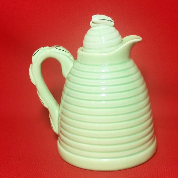 Vintage Green Beehive Honey Pot Ceramic with Lid - Picture 3 of 12